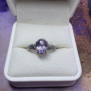 Lavender Amethyst Gemstone Silver Ring